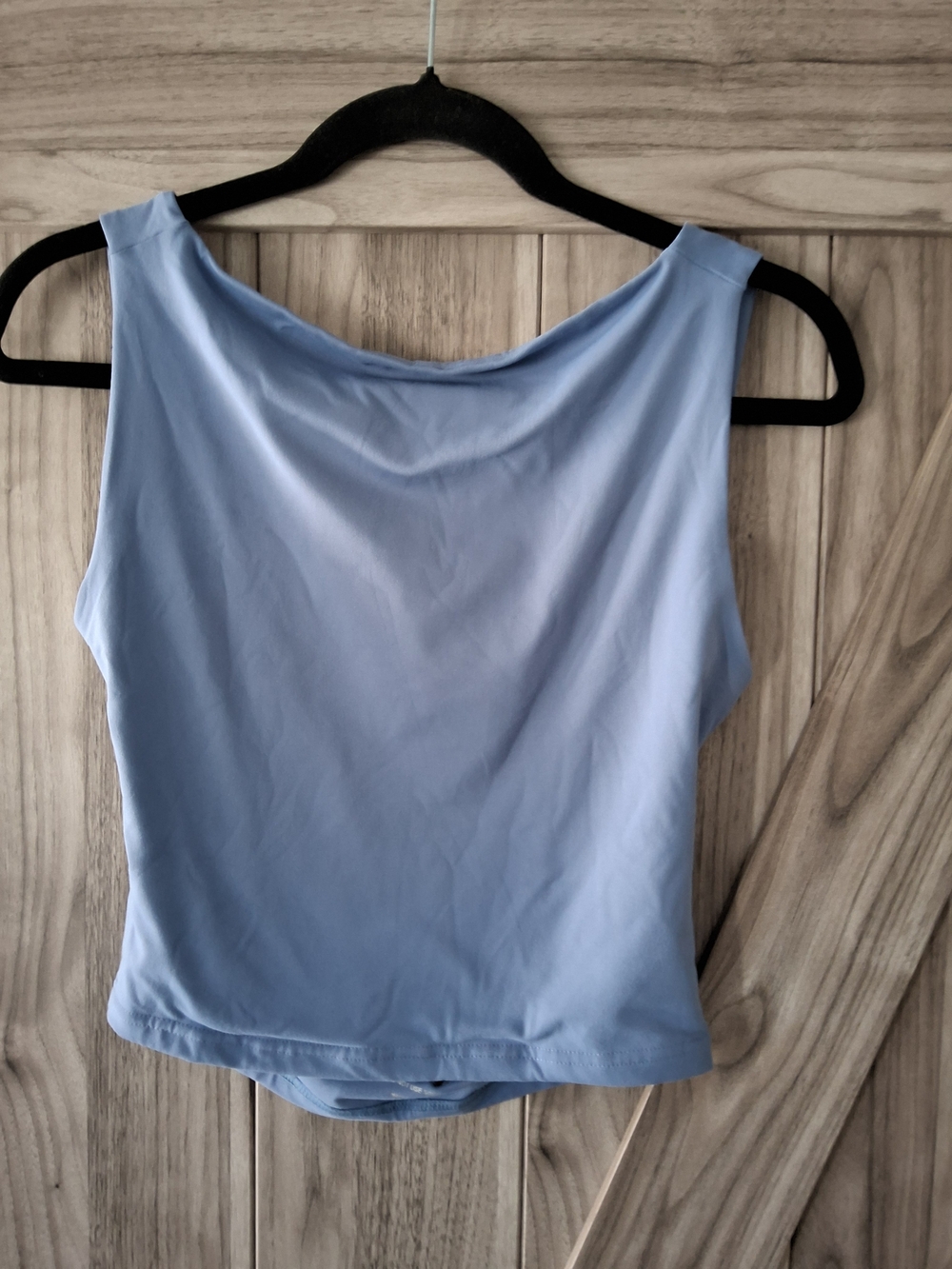 ReoRia Light Blue Sleeveless Boatneck Gym Tank Top